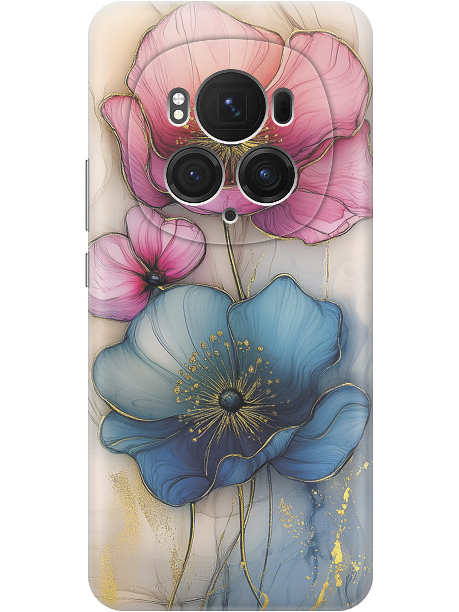 

Силиконовый чехол на Honor Magic6 Pro с принтом "Голубые и розовые ирисы", 782623423
