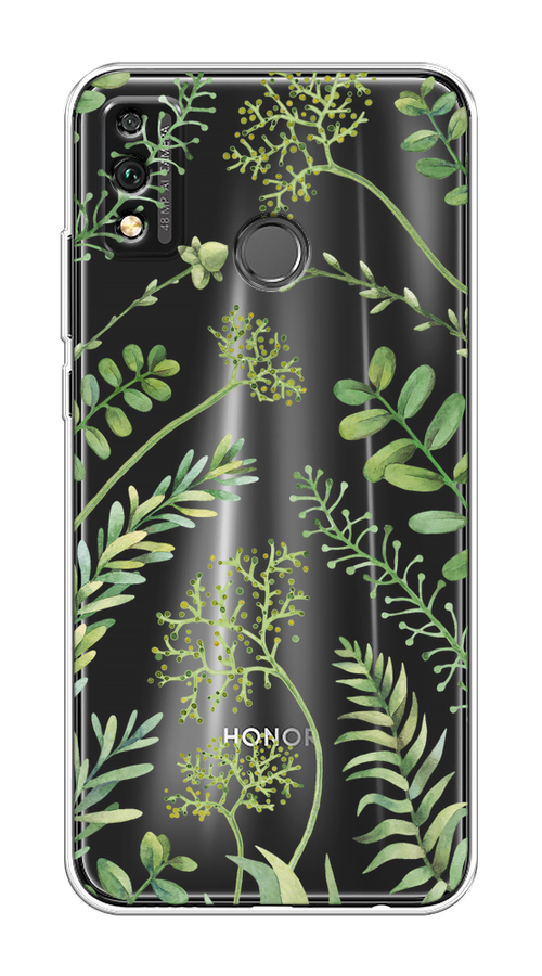 

Чехол на Honor 9X Lite "Green Leaves", Зеленый;прозрачный, 6104250-1