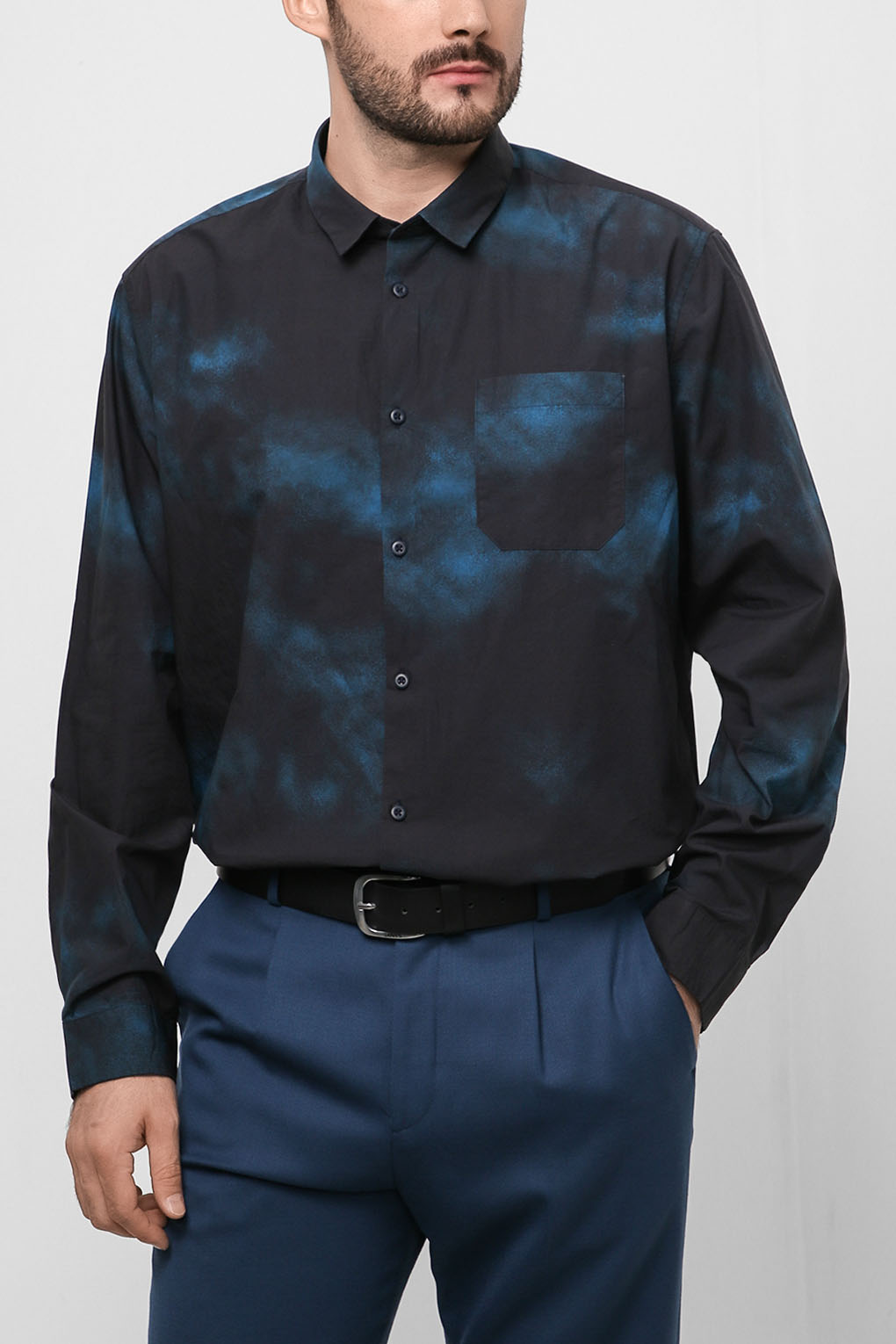 

Рубашка мужская Esprit Casual 022EO2F307 синяя L, Синий, 022EO2F307