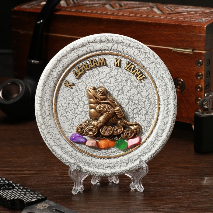 

Тарелка сувенирная "Жаба", керамика, гипс, минералы, d=11 см