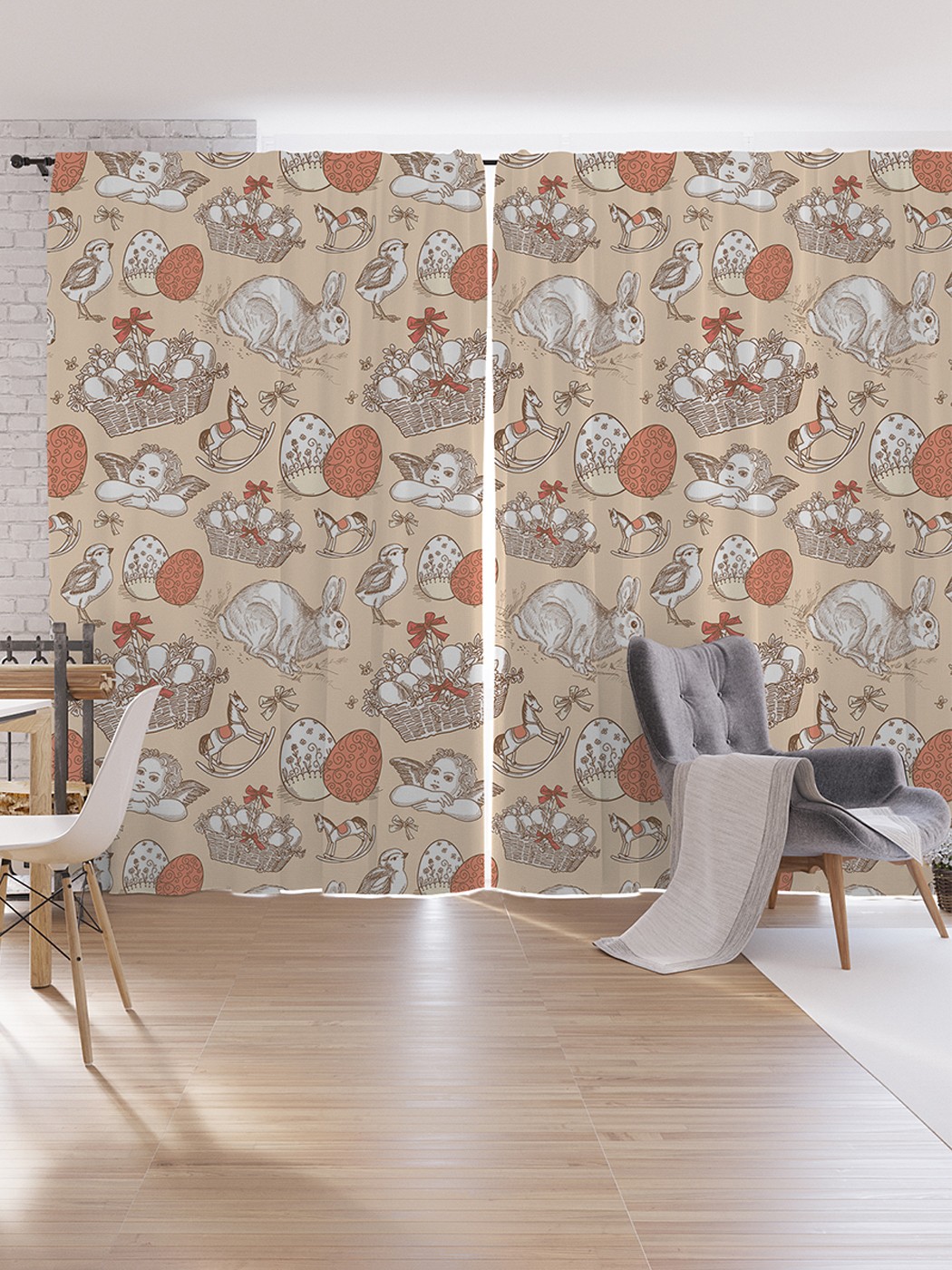 

Шторы под лён JoyArty "В ожидании Пасхи", серия Oxford DeLux, 340х265 см, В ожидании Пасхи