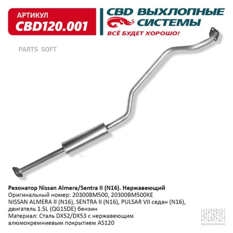 

Резонатор 20300bm500 nissan almera/sentra ii (n16) нерж сталь. cbd120.001