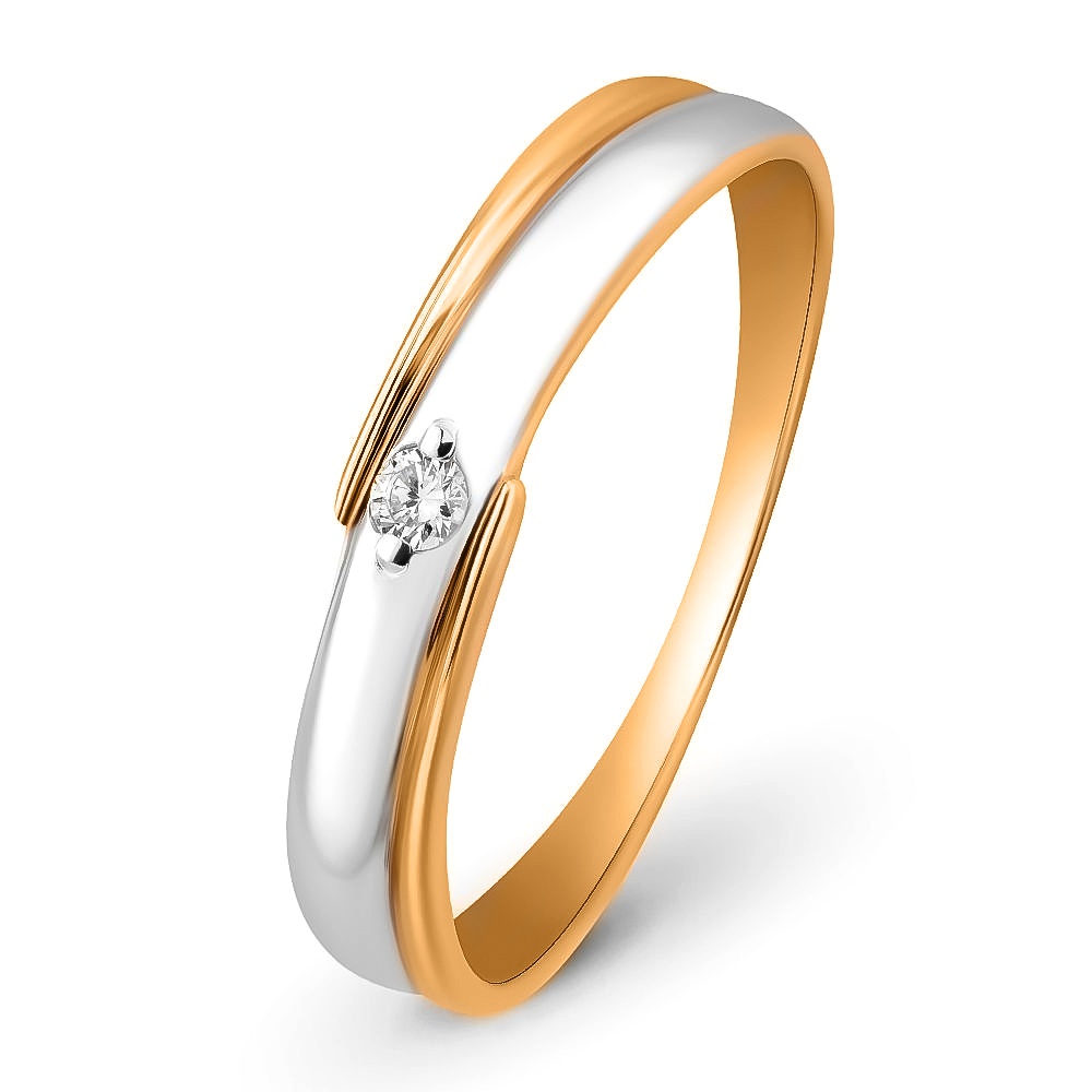 

Кольцо обручальное из комбинированного золота с бриллиантом р. , 585Gold 601000160, 601000160