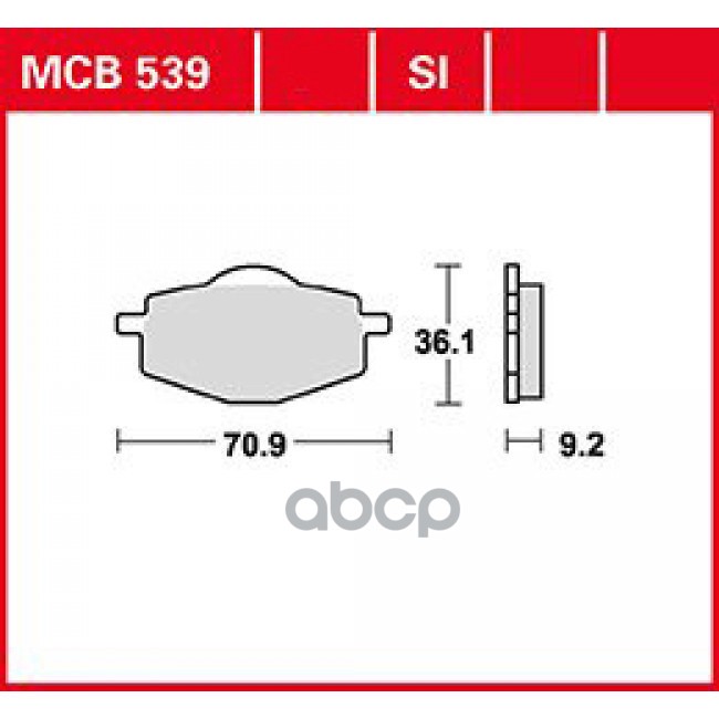 

Колодки торм.зад. 71.0 x 36.0 x 9.4 mm MOTO 1шт TRW MCB539