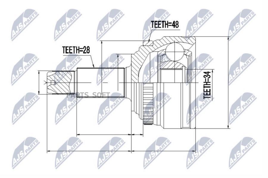 

Npzdw028 Nty Шрус Перед Наружный Ssangyong Actyon, Korando 10-13