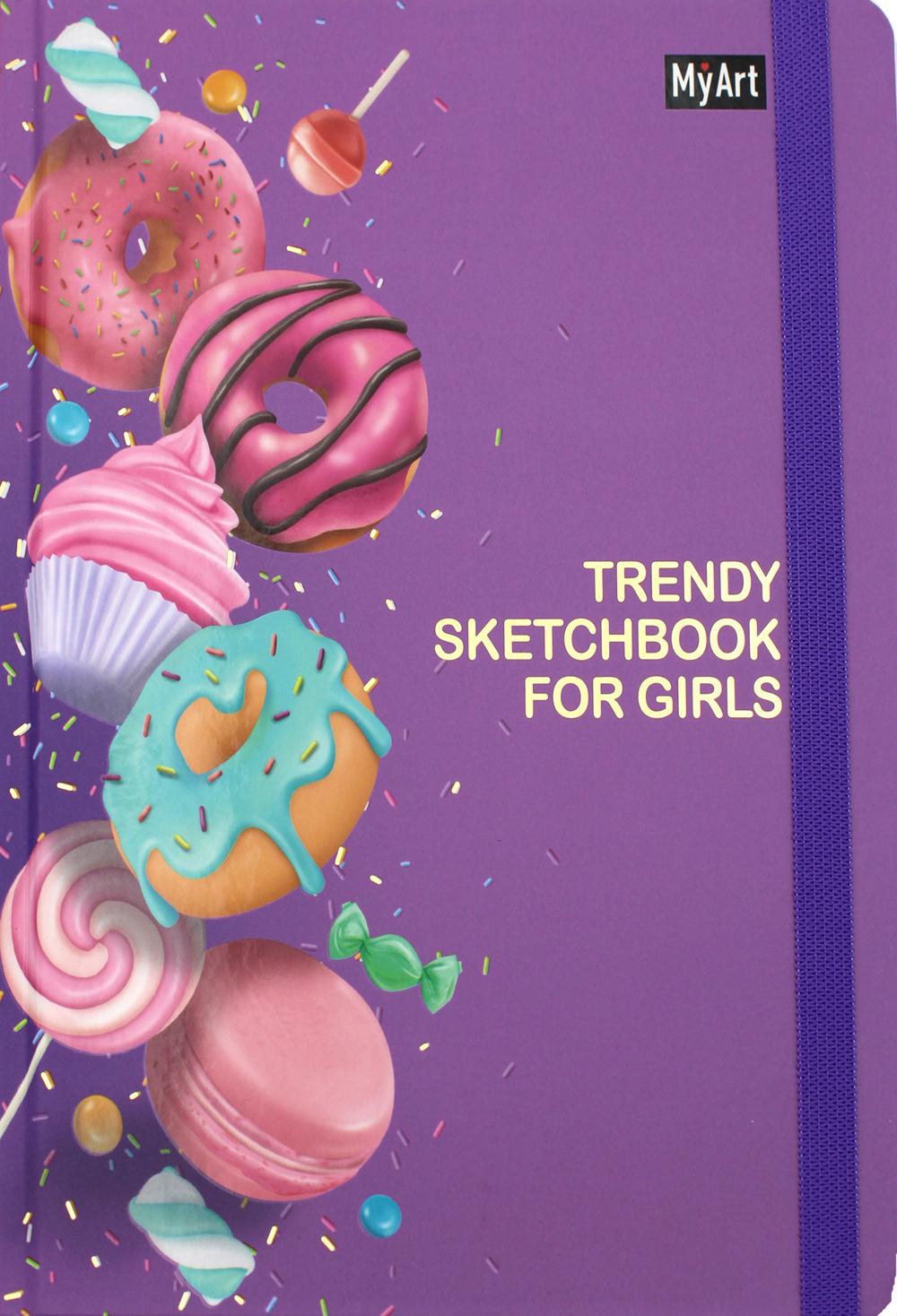 фото Скетчбук myart trendy sketchbook for girls пончики проф-пресс