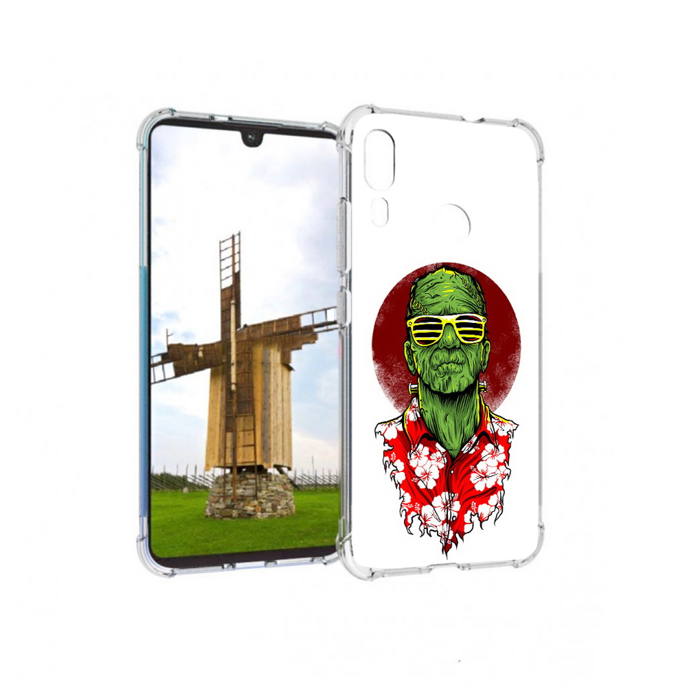 

Чехол MyPads Tocco для Motorola Moto E6 Plus крутой зеленый мужчина в очках, Прозрачный, Tocco