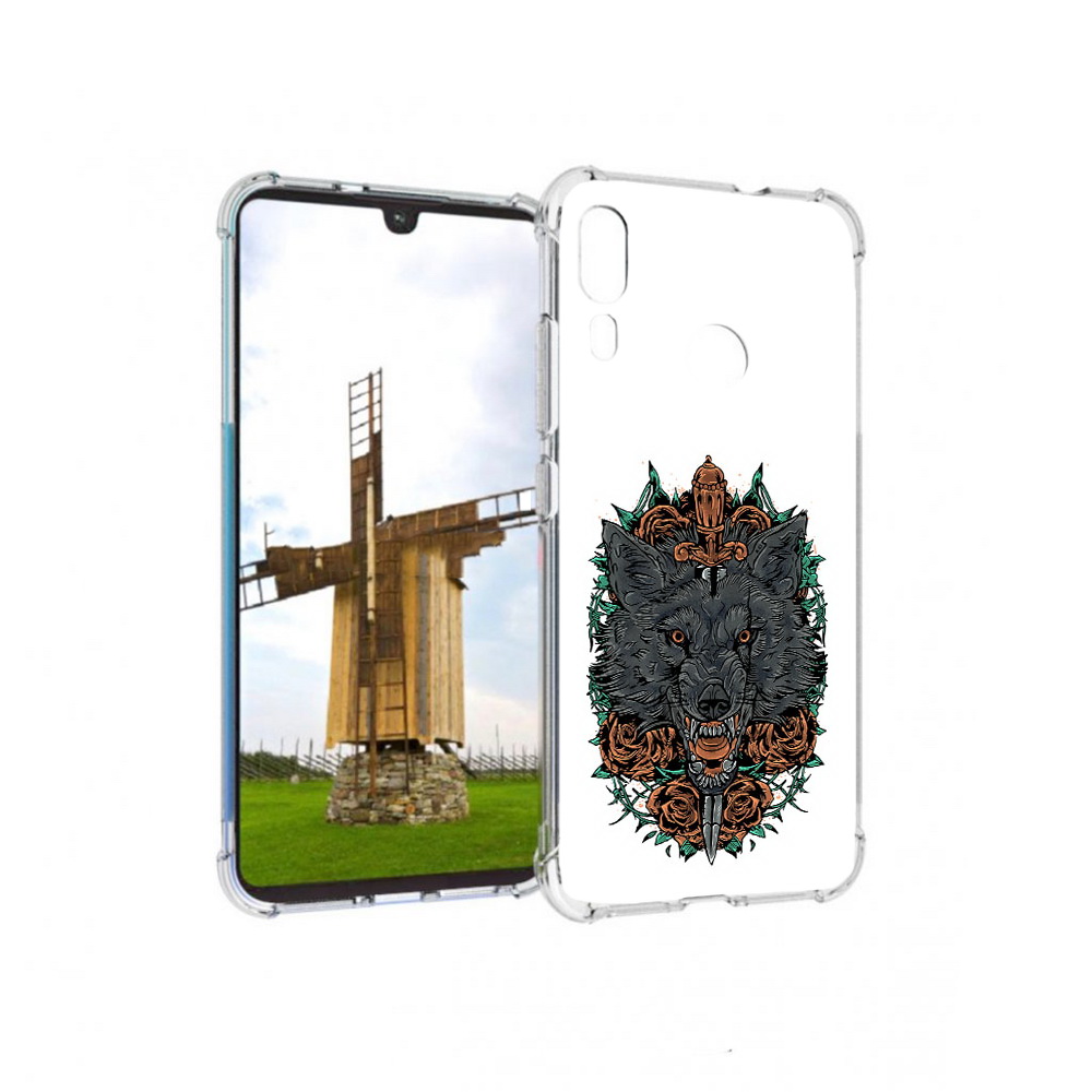 

Чехол MyPads Tocco для Motorola Moto E6 Plus красивый злой волк (PT150579.352.409), Прозрачный, Tocco