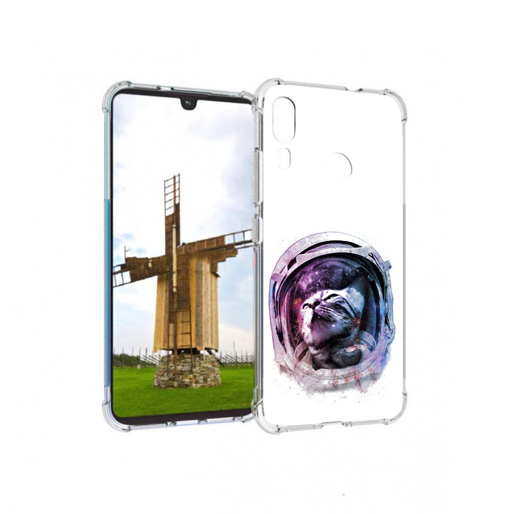 

Чехол MyPads Tocco для Motorola Moto E6 Plus кот в шлеме (PT150579.352.396), Прозрачный, Tocco