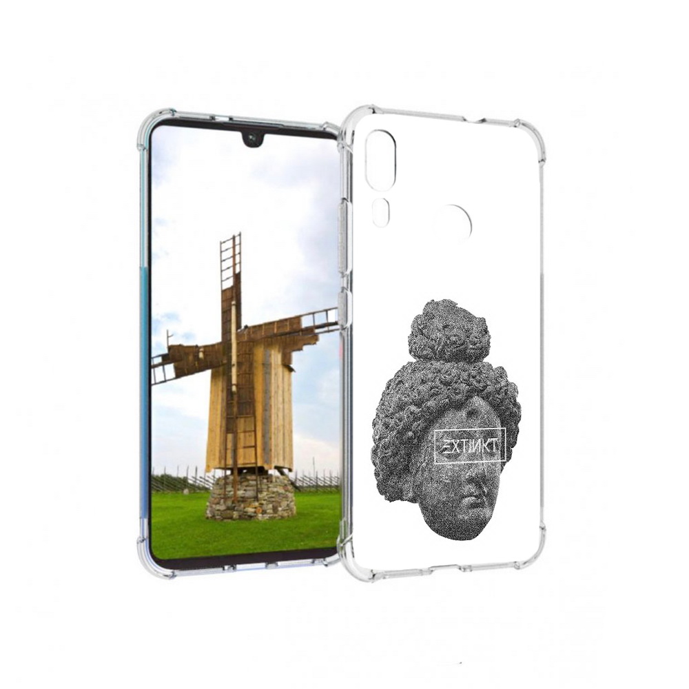 

Чехол MyPads Tocco для Motorola Moto E6 Plus каменное лицо девушки (PT150579.352.383), Прозрачный, Tocco