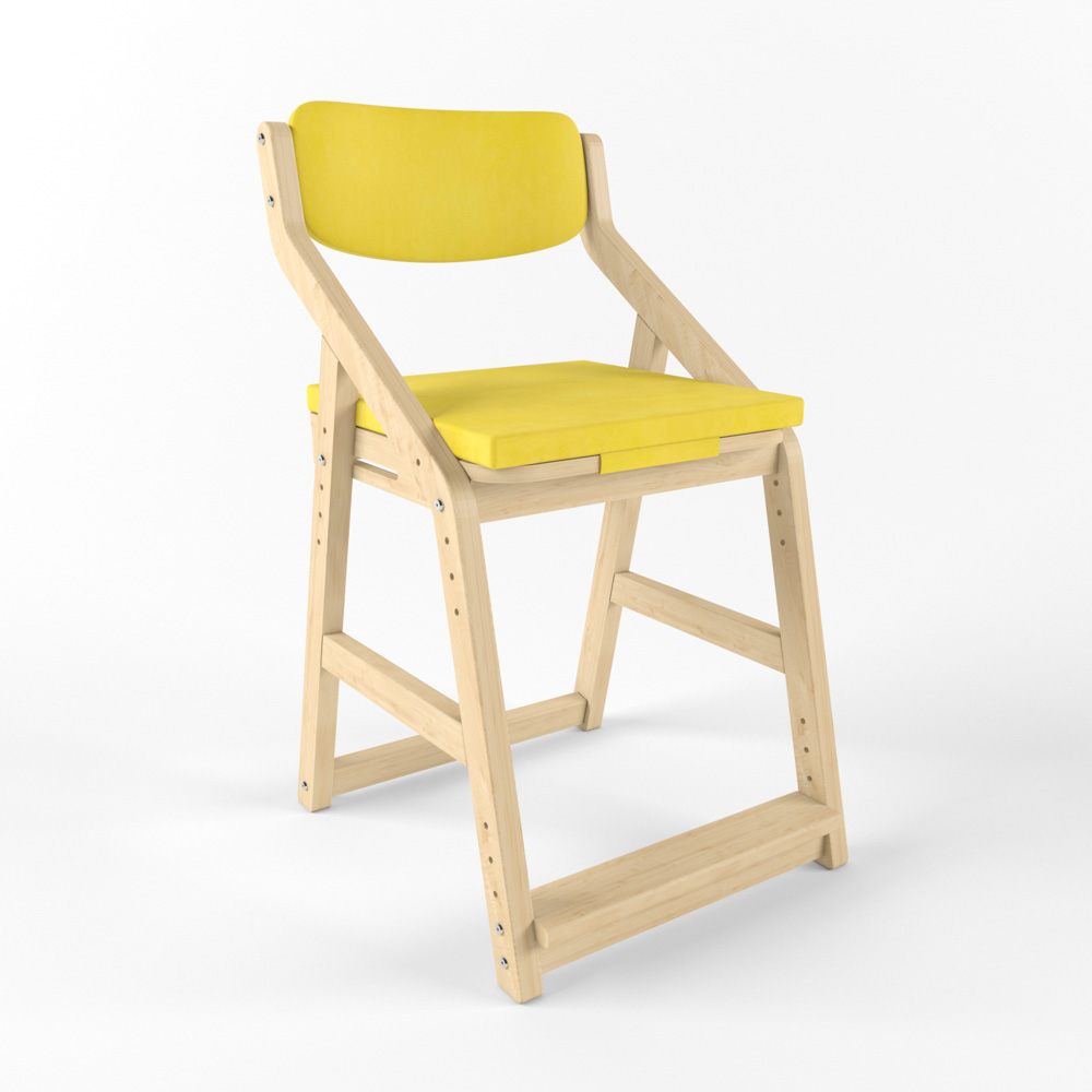 Стул растущий 38 попугаев Робин Вуд без покрытия, подушка желтая