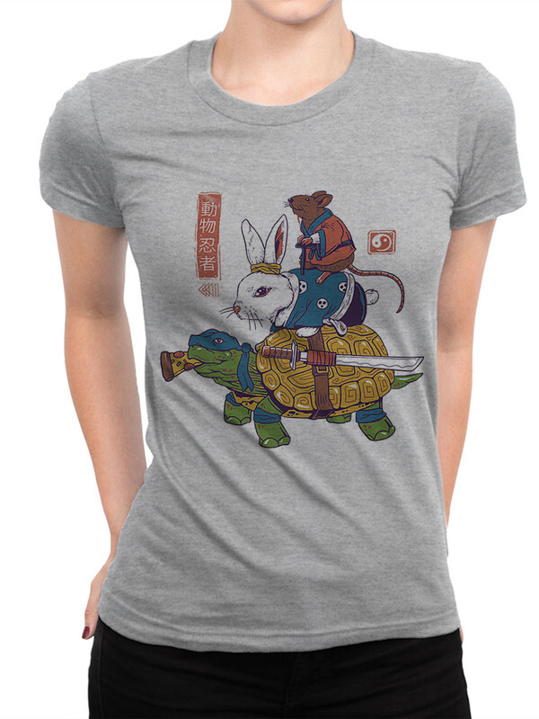 фото Футболка женская design heroes зверушки ниндзя / animals ninja серая 3xl