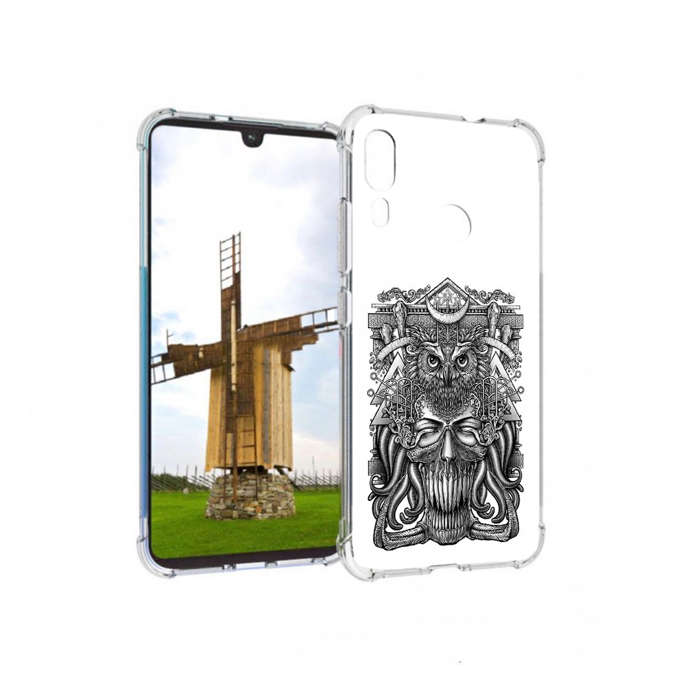 

Чехол MyPads Tocco для Motorola Moto E6 Plus зубастая сова (PT150579.352.369), Прозрачный, Tocco