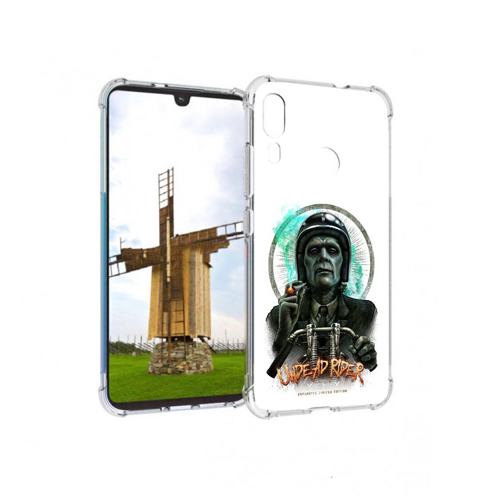 

Чехол MyPads Tocco для Motorola Moto E6 Plus зеленый мужчина с сигаретой на мотоцикле, Прозрачный, Tocco