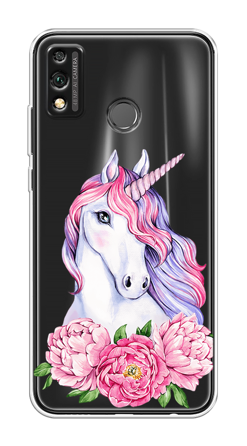 

Чехол на Honor 9X Lite "Единорог с пионами", Розовый;белый;зеленый, 6104250-1