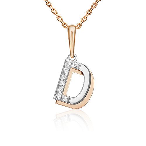

Кулон из красного золота/белого золота PLATINA jewelry 03-3419-D-401-1111, фианит, 03-3419-D-401-1111