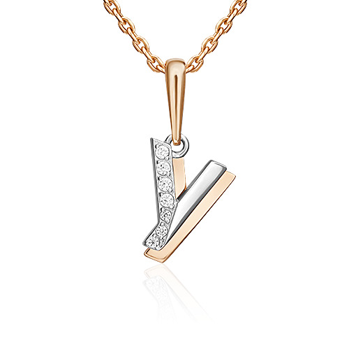 

Кулон из красного золота/белого золота PLATINA jewelry 03-3418-У-401-1111, фианит, 03-3418-У-401-1111