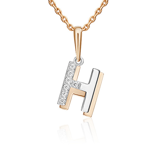 

Кулон из красного золота/белого золота PLATINA jewelry 03-3418-Н-401-1111, фианит, 03-3418-Н-401-1111
