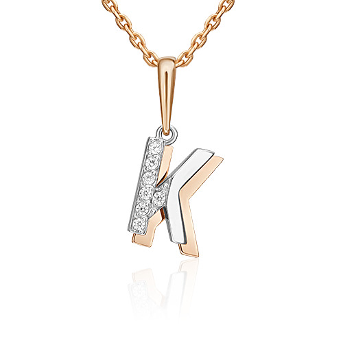 

Кулон из красного золота/белого золота PLATINA jewelry 03-3418-К-401-1111, фианит, 03-3418-К-401-1111