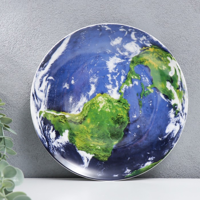 фото Тарелка декоративная керамика панно "солнечная система. земля" d=20,5 см nobrand