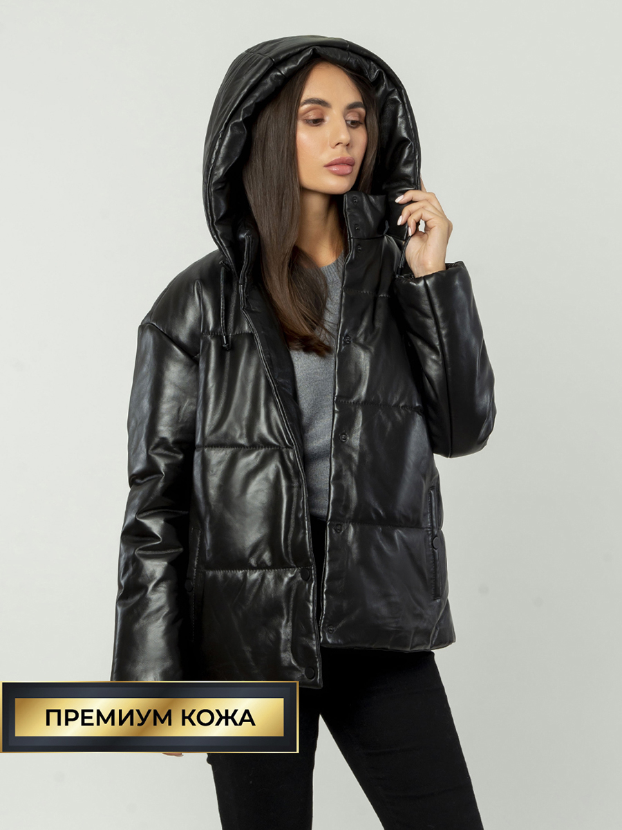 

Кожаная куртка женская Каляев 57186 черная 48 RU, 57186