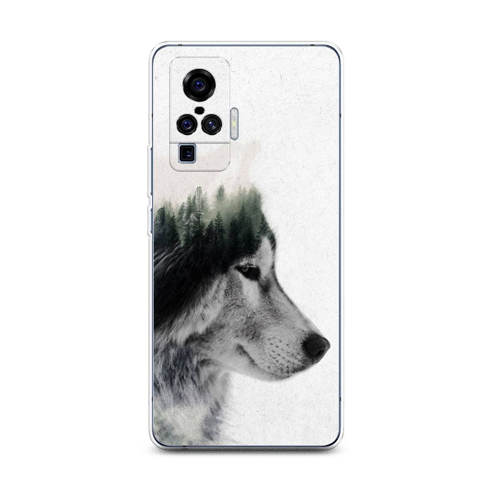 

Чехол на Vivo X50 Pro "Волк лес", Серый;белый, 262350-1