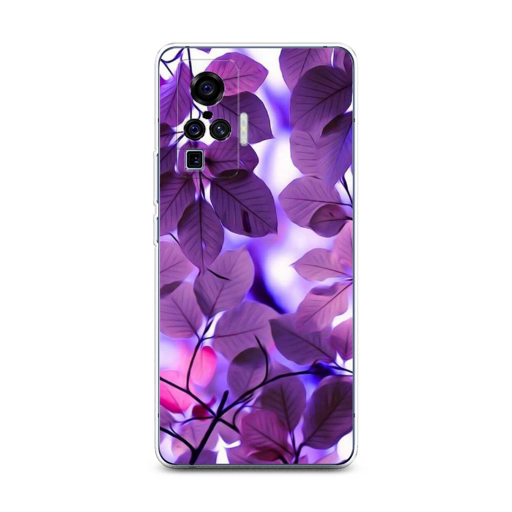 

Чехол на Vivo X50 Pro "Сиреневые листики", Фиолетовый;голубой, 262350-2