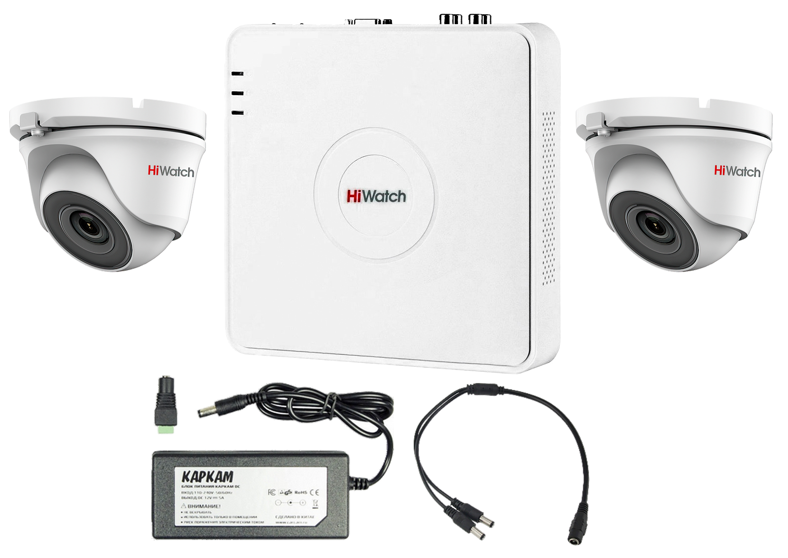 

Готовый комплект видеонаблюдения HiWatch KIT 2N2D1 2 камеры, HiWatch KIT 2N2D1