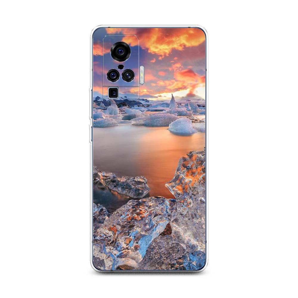 

Чехол на Vivo X50 Pro "Ледники", Синий;оранжевый, 262350-2