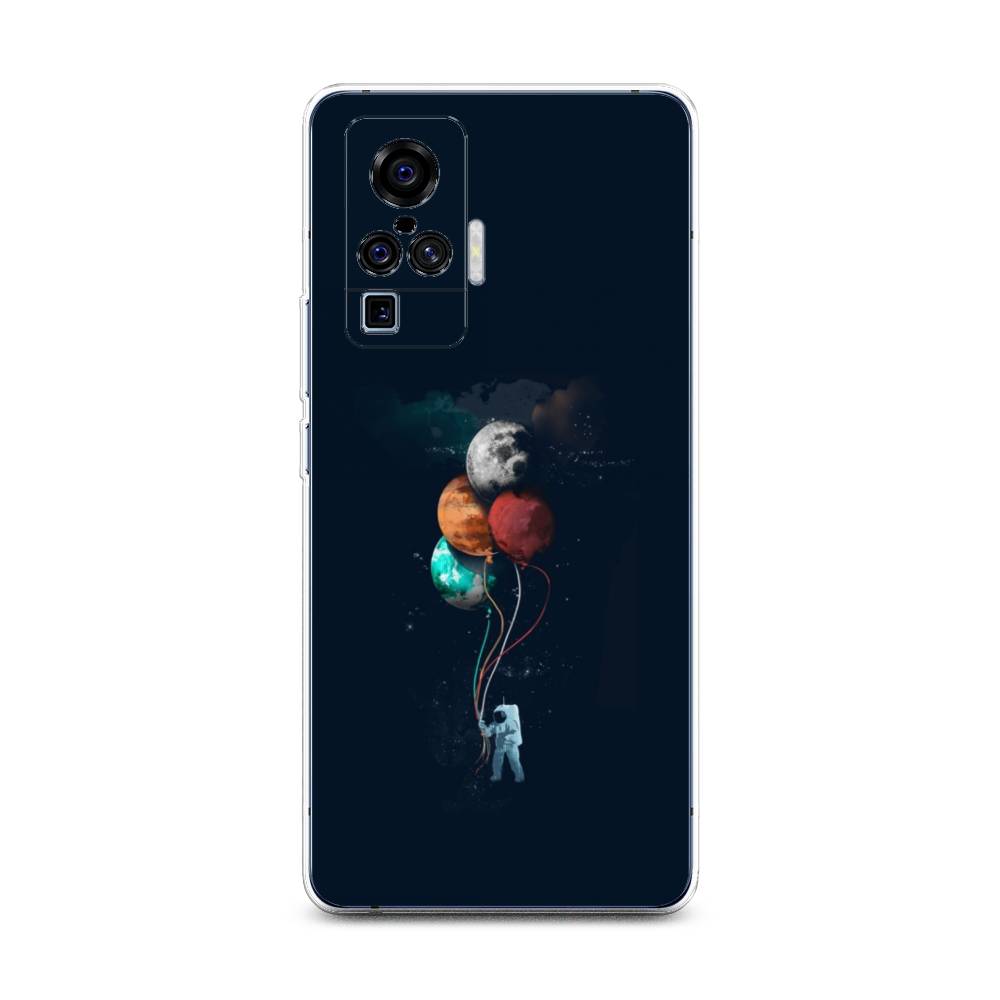 

Чехол на Vivo X50 Pro "Космонавт с шариками", Разноцветный, 262350-4