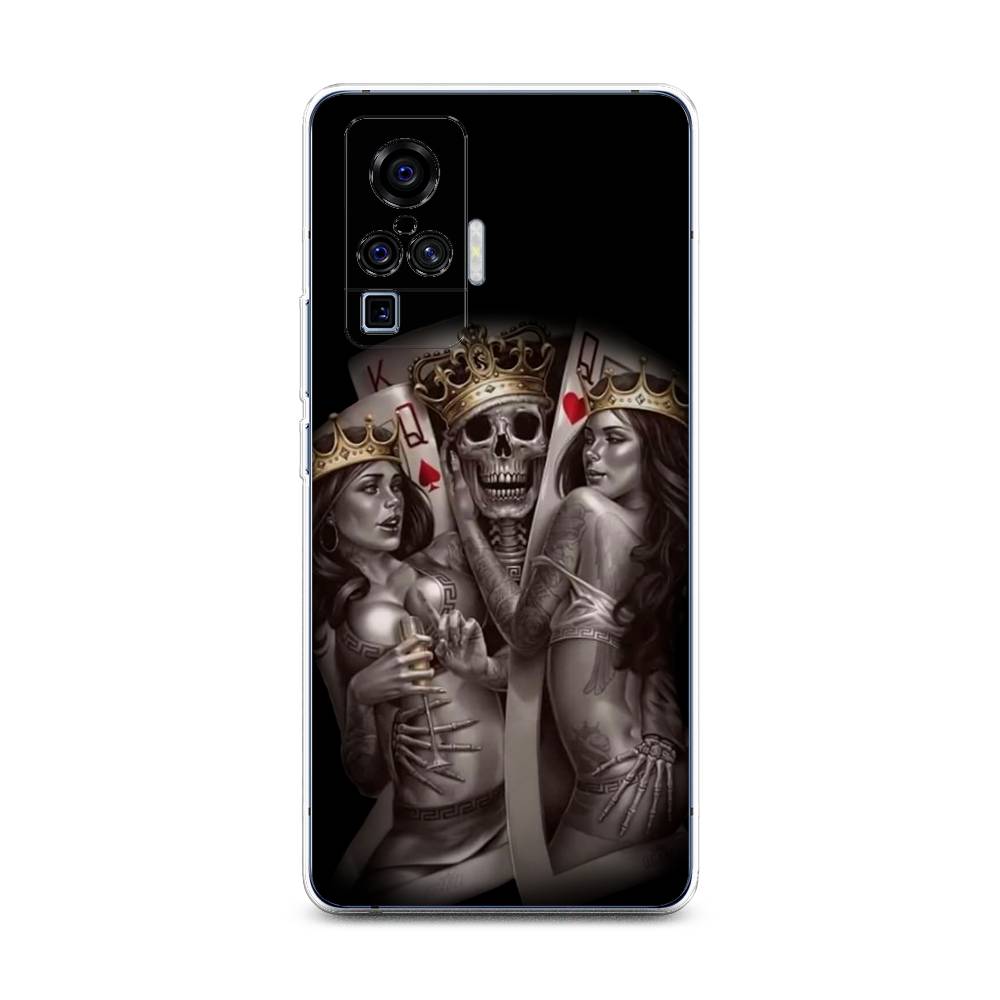 

Чехол на Vivo X50 Pro "Карты король и королевы", Серый;желтый, 262350-6