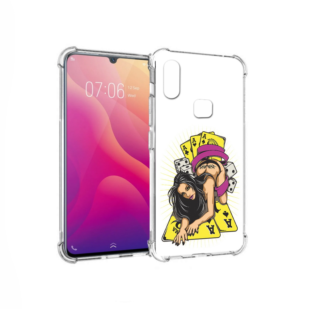 

Чехол MyPads Tocco для Vivo V11i нарисованная девушка с игровыми картами, Прозрачный, Tocco