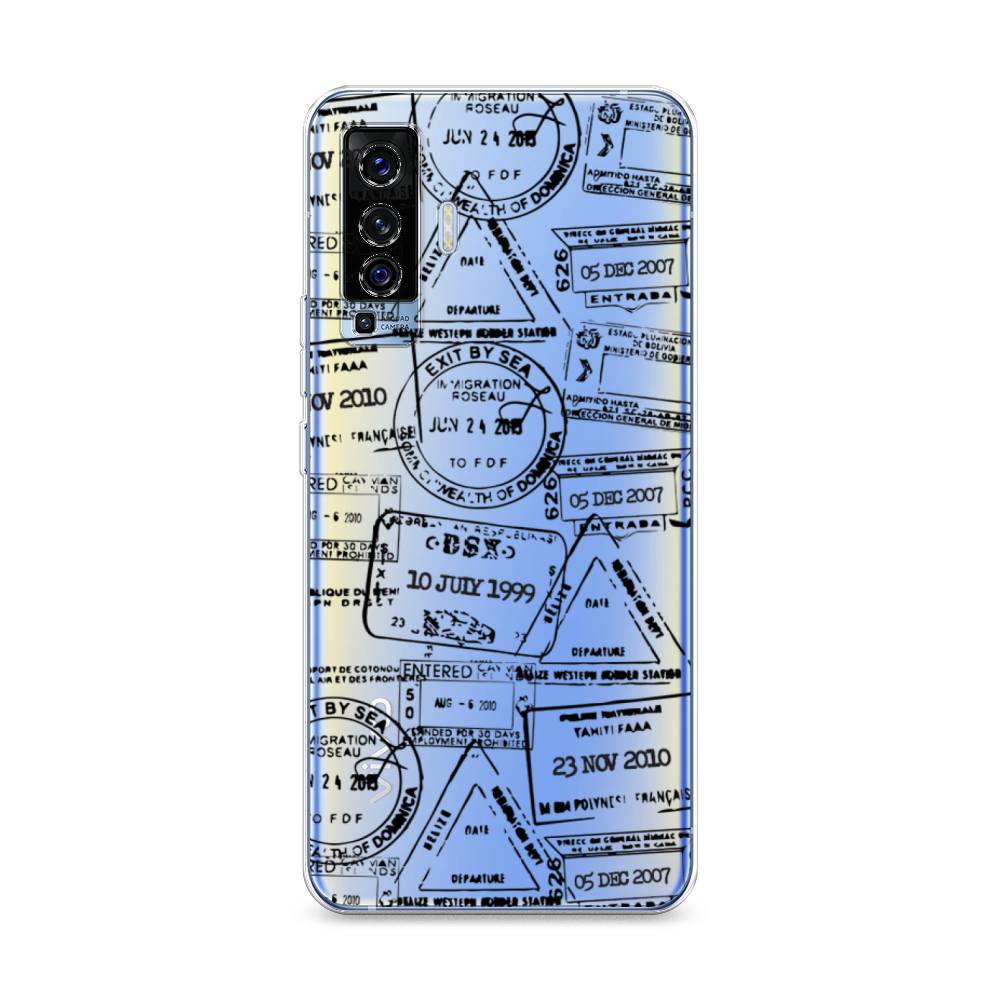 

Чехол на Vivo X50 "Visa stamps 2", Белый;черный;серый, 262250-2
