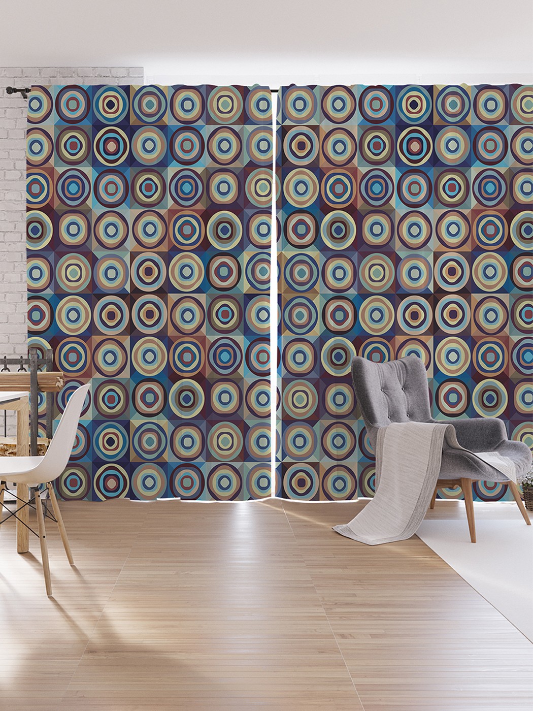 

Шторы под лён JoyArty "Диско с кругами", серия Oxford DeLux, 340х265 см, Диско с кругами