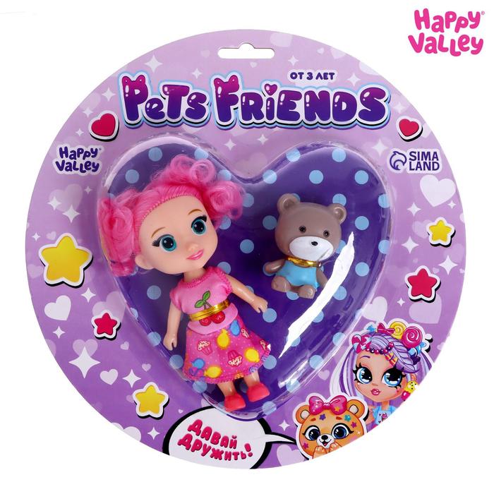 

Куколка с питомцем Pets Friends, мишка, Кукла малышка