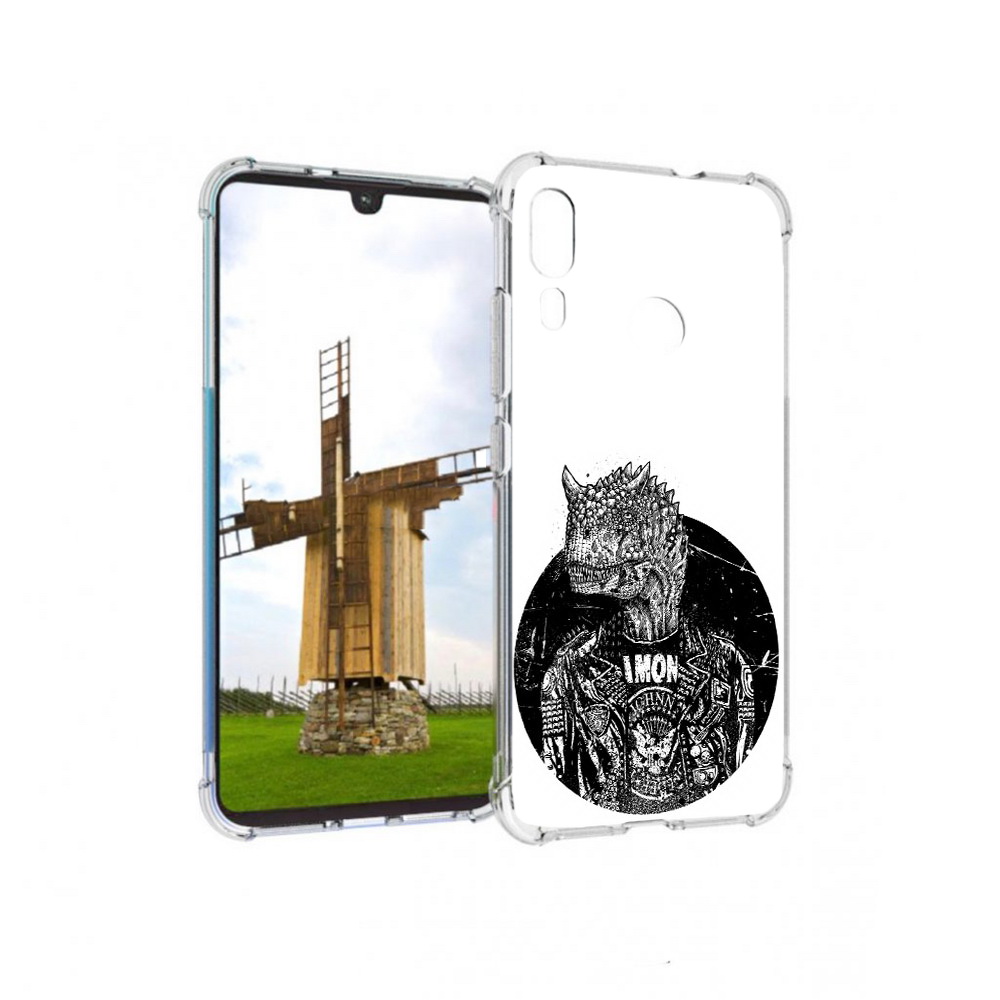 

Чехол MyPads Tocco для Motorola Moto E6 Plus динозавр в куртке (PT150579.352.328), Прозрачный, Tocco