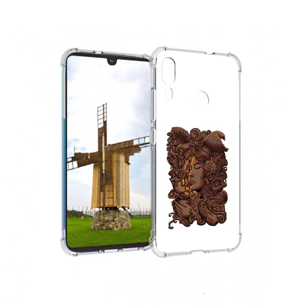 

Чехол MyPads Tocco для Motorola Moto E6 Plus девушка с длинными волосами абстракция, Прозрачный, Tocco