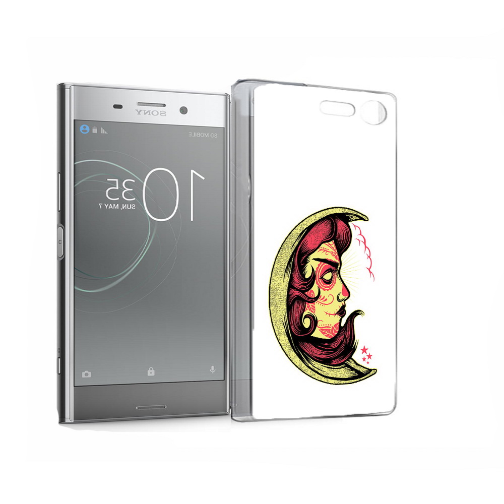 

Чехол MyPads Tocco для Sony Xperia XZ Premium желтый полумесяц с лицом девушки, Прозрачный, Tocco