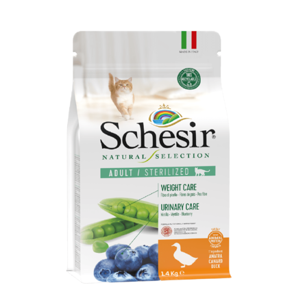 Сухой корм для кошек Schesir Monoprotein, утка, 1.4кг