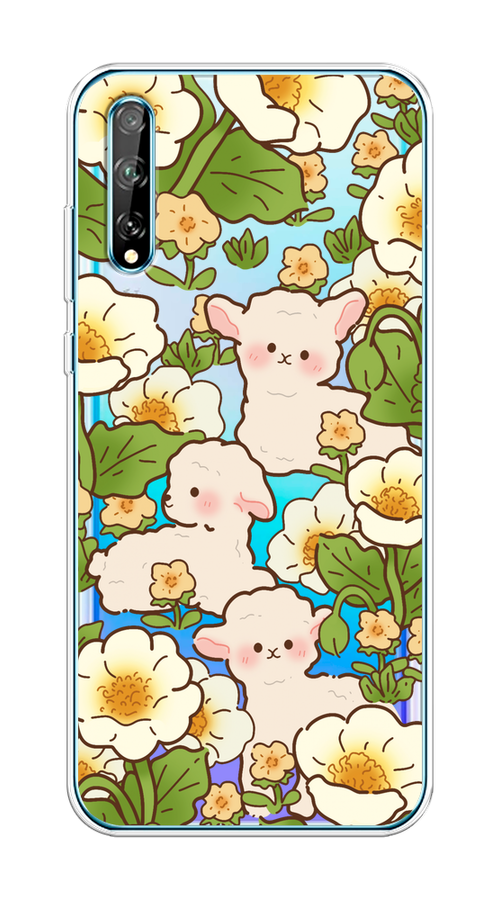 

Чехол на Huawei Y8p/P Smart S "Овечки в цветах", Зеленый;бежевый, 6103450-1