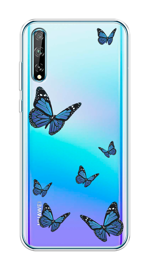 

Чехол на Huawei Y8p/P Smart S "Blue butterflies", Синий;черный, 6103450-1