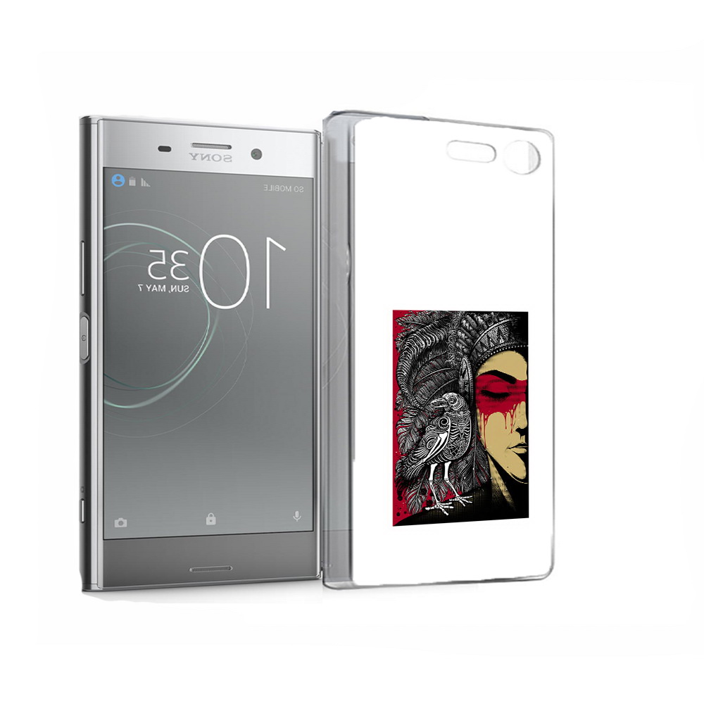 

Чехол MyPads Tocco для Sony Xperia XZ Premium девушка с вороном в абстракции, Прозрачный, Tocco
