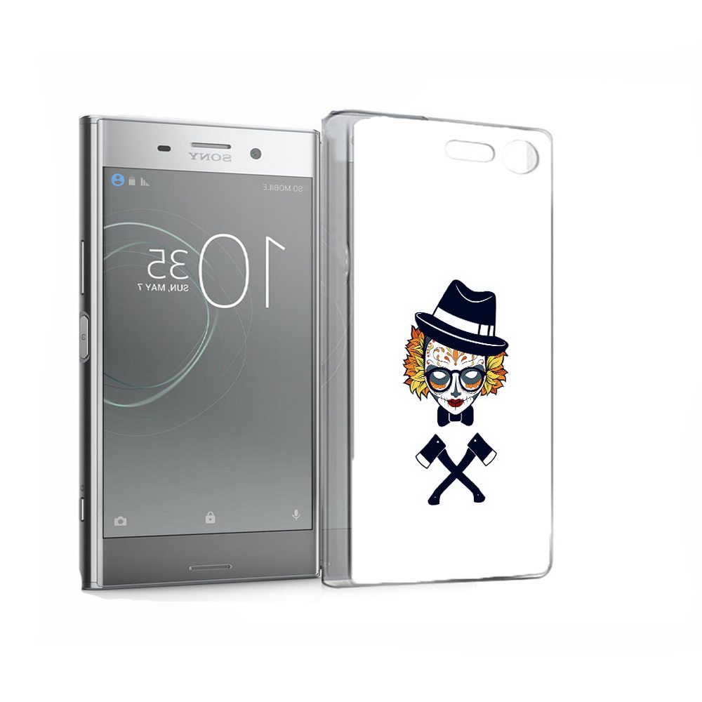 

Чехол MyPads Tocco для Sony Xperia XZ Premium девушка в маске с топорами рисунок, Прозрачный, Tocco