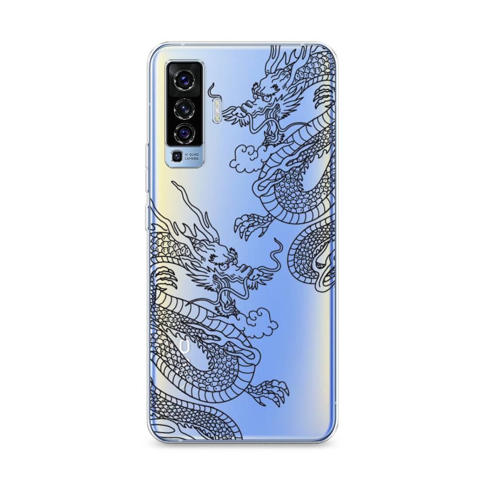 

Чехол на Vivo X50 "Два китайских дракона", Серый;черный, 262250-1