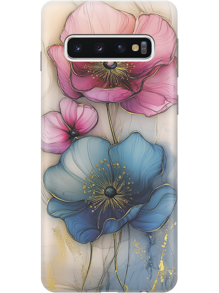 

Силиконовый чехол на Samsung Galaxy S10 с принтом "Голубые и розовые ирисы", Прозрачный;голубой;розовый, 720461323