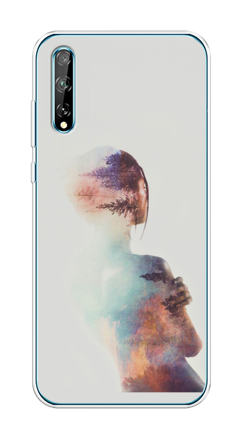 

Чехол на Huawei Y8p/P Smart S "Девушка-лес", Розовый;голубой;серый, 6103450-1