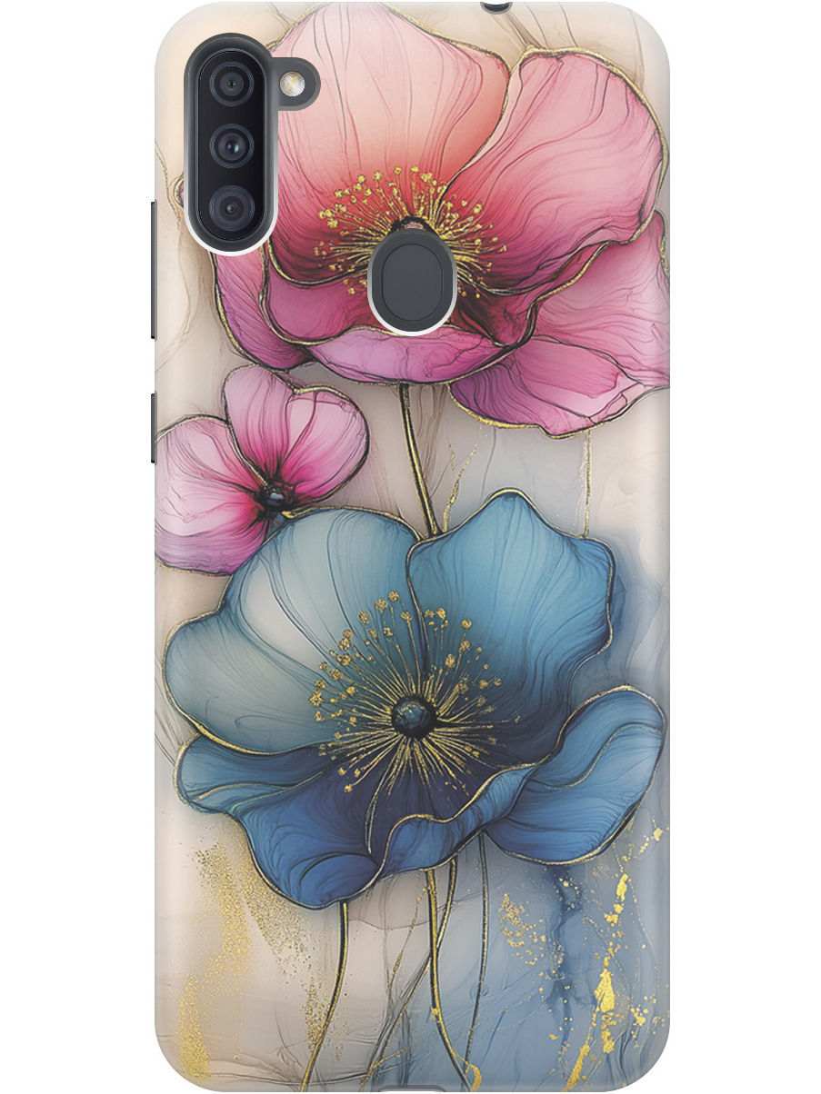 

Силиконовый чехол на Samsung Galaxy A11/M11 с принтом "Голубые и розовые ирисы", Прозрачный;голубой;розовый, 722820823