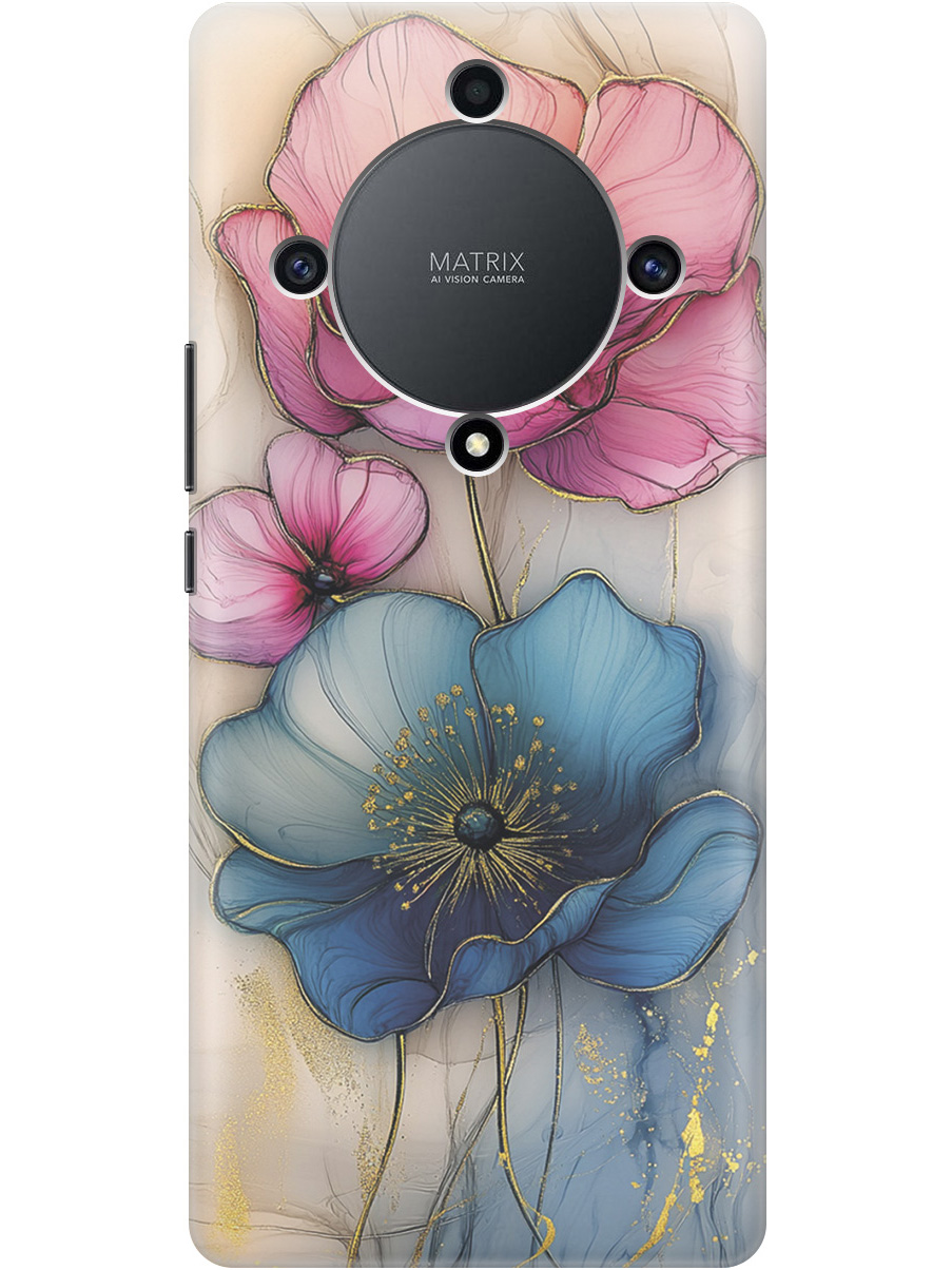 

Силиконовый чехол на Honor X9a / Magic5 Lite с принтом "Голубые и розовые ирисы", Прозрачный;голубой;розовый, 769394723