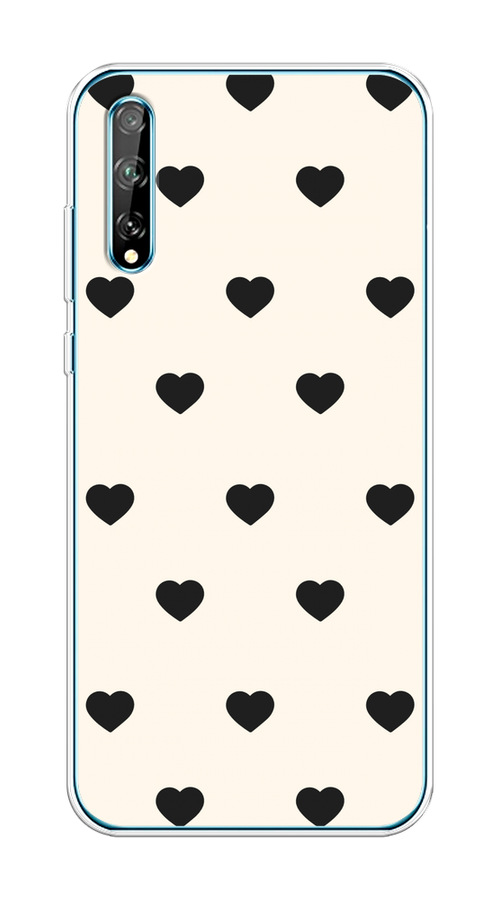 

Чехол на Huawei Y8p/P Smart S "Черные сердечки на белом", Черный;белый, 6103450-1