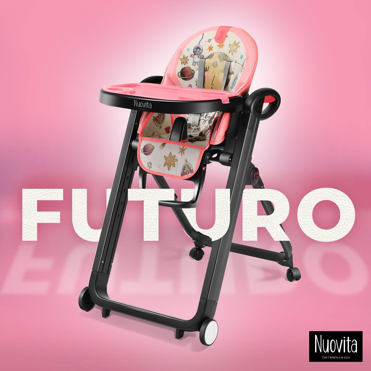 Стульчик для кормления Nuovita Futuro Nero (Cosmo rosa/Розовый космос) стульчик для кормления nuovita grande cosmo giallo желтый космос